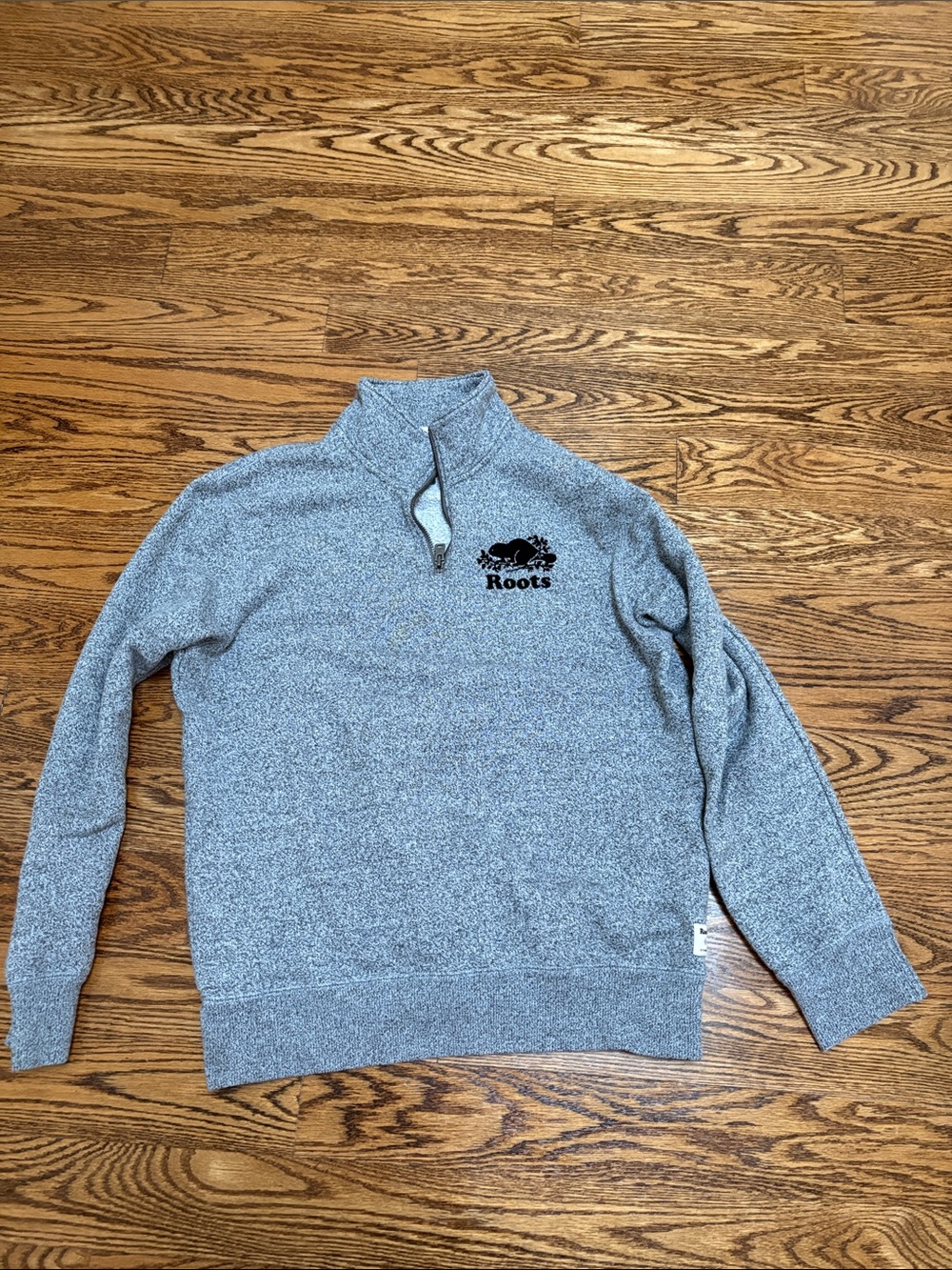Roots Men's Grey Quarter-Zip Sweater